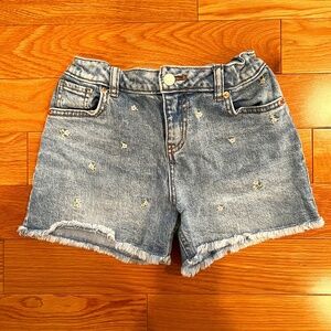 Girls Cat & Jack Stretch Denim Embroidered Flower Shorts